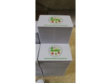 Те же карты «ЭкоФуд» вертикальной стопкой — пластиковые карты Уфа — НеоШтамп
