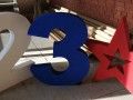 Объёмные буквы из крашенного пенопласта в Уфе — композиция на 23 февраля для оформления зала